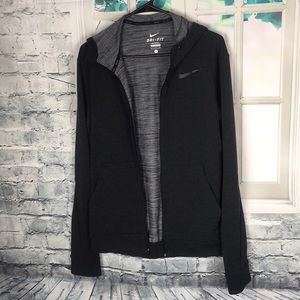 Nike. Mens Dri-Fit Zip Up Dark Gray Hoodie Jacket.